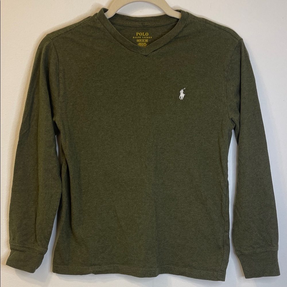 Polo by Ralph Lauren Boys Olive Long Sleeve Tee Size M 10/12